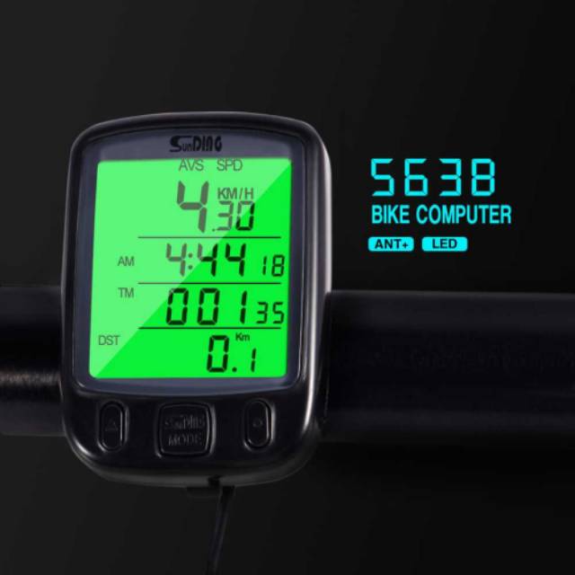 SunDING Speedometer Sepeda Backlight LCD