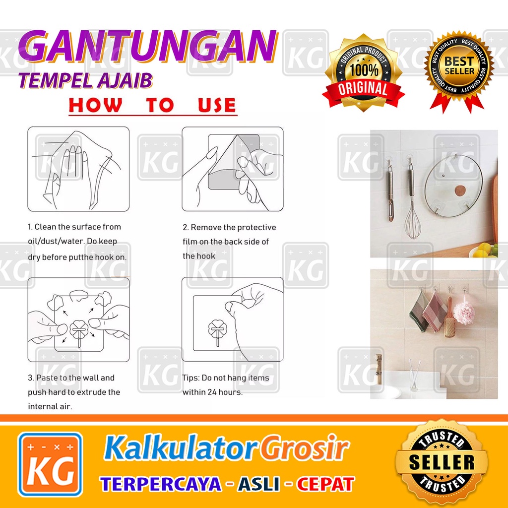 GANTUNGAN TEMPEL HOOK AJAIB GANTUNGAN DINDING KAIT MAGIC SERBAGUNA KAMAR MANDI DAPUR / HANGER MURAH PRAKTIS