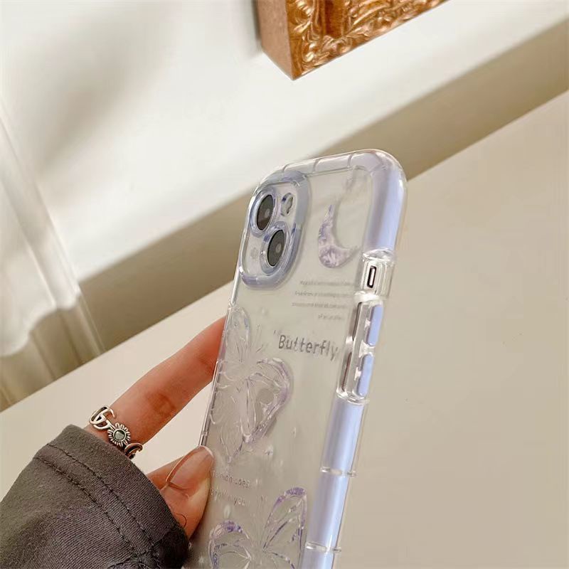 Case Desain Kupu-Kupu Bulan Ungu Untuk iPhone 12 13 11 Pro Max X Xs Max Xr hnbg