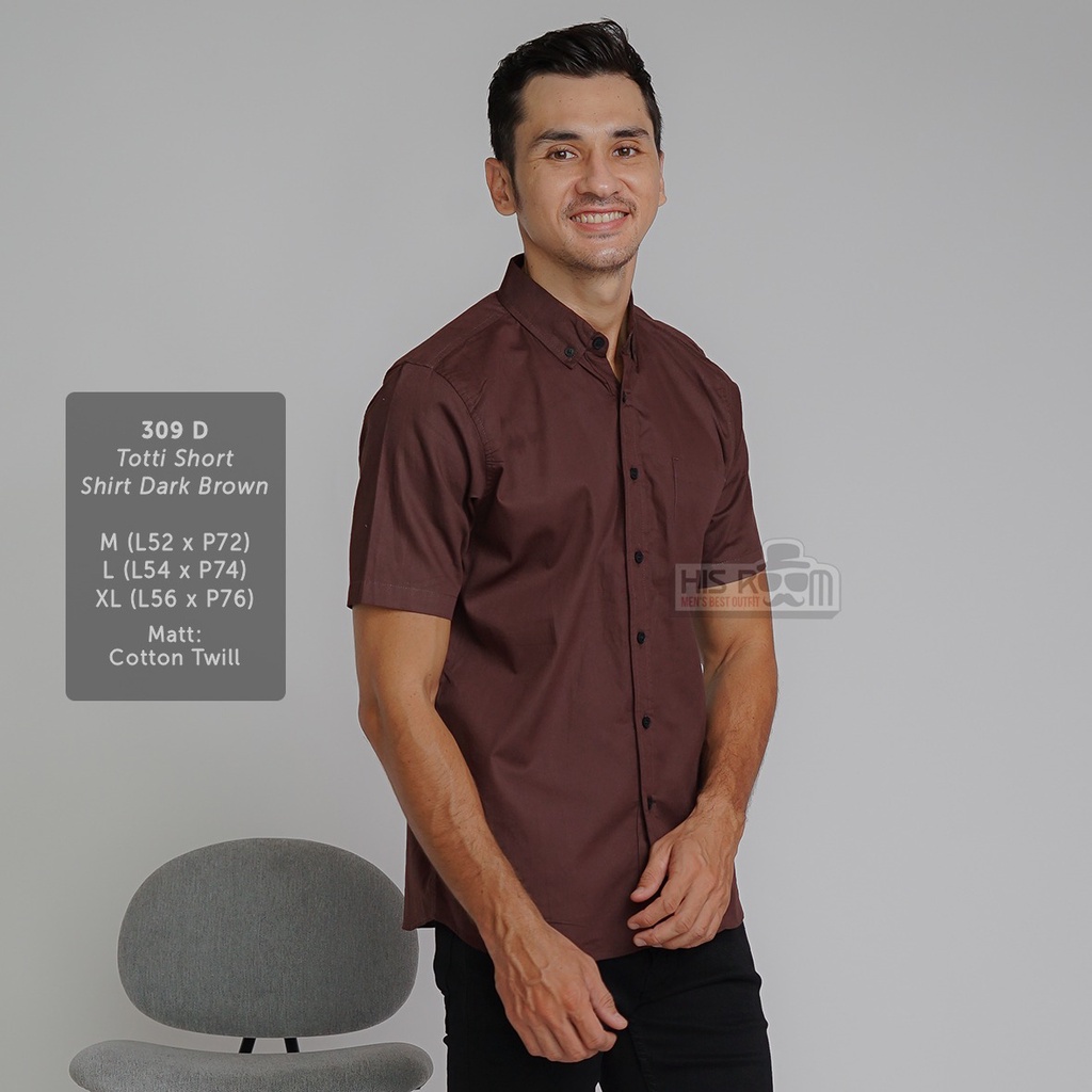 HSRM - Kemeja Kasual Pria Lengan Pendek Slim Fit Kemeja Cowok Modern Premium Kemeja Kasual Totti 309