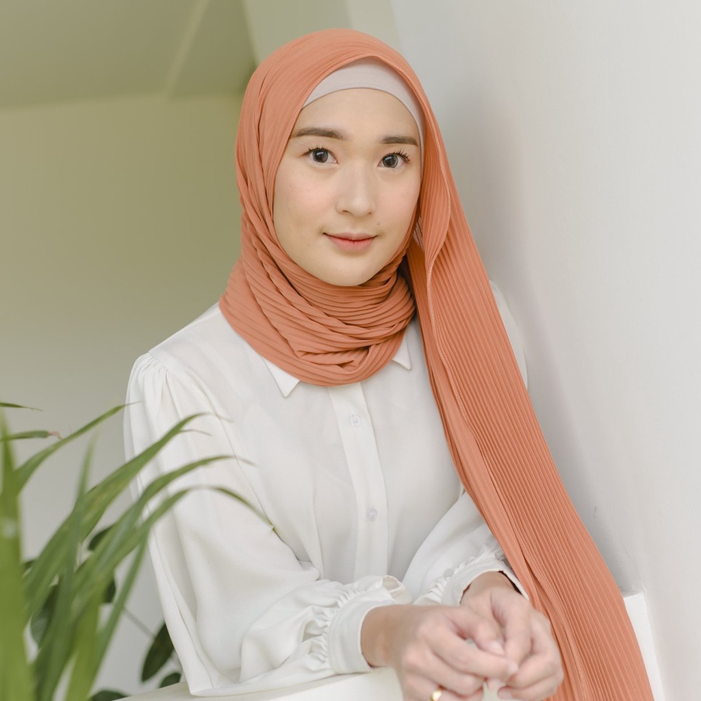 Lozy Hijab - Bawal Pleats Shawl ( Pashmina Plisket )-Terracota