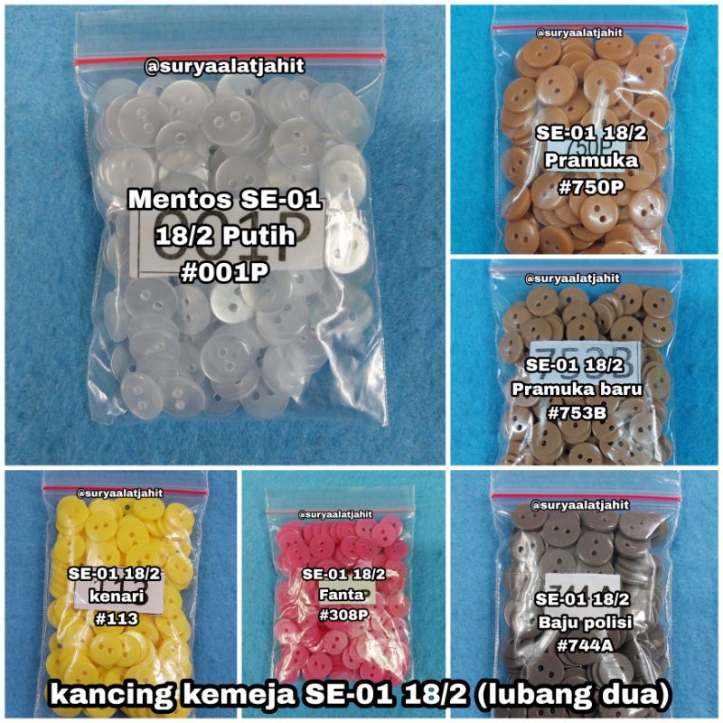 kancing kemeja SE01-18/2L/1.1cm @1gros =rp.6.800/144pcs