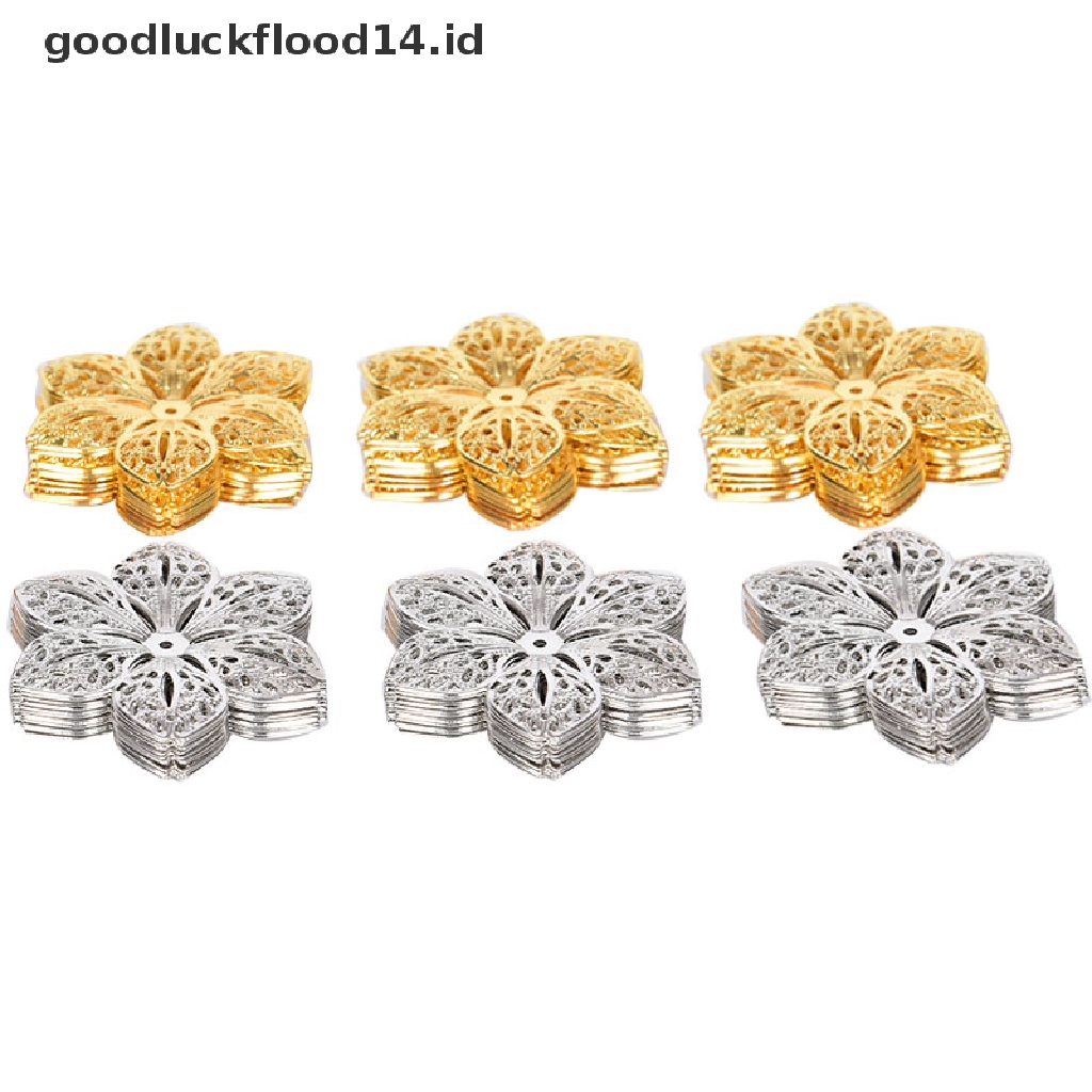 [OOID] 50Pcs/Set Filigree Flower Crafts Charms Connectors DIY Pendant Jewelry Findings ID