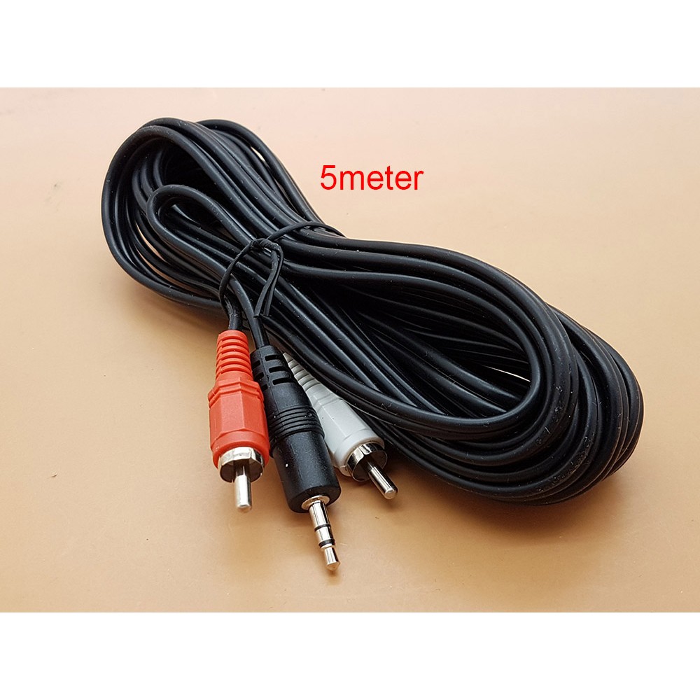 5 meter Kabel Jack 3.5mm to RCA Stereo Audio Untuk dari HP ke Speaker