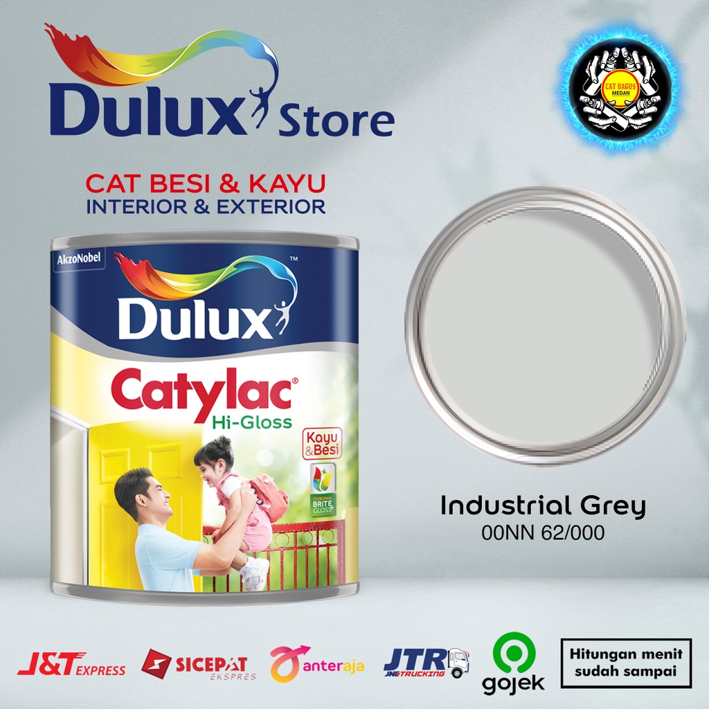 CAT MINYAK CAT KAYU DAN BESI DULUX CATYLAC HI-GLOSS 1 KG WARNA INDUSTRIAL GREY 00NN 62/000 ABU ABU M