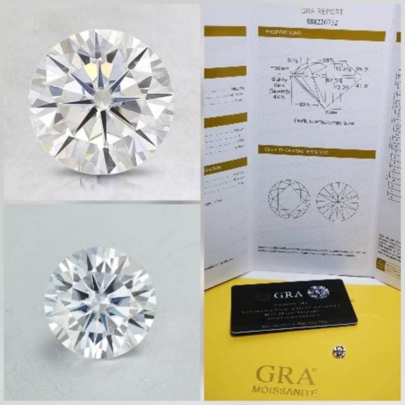 Natural Diamond mossainite (white) 1 carat sertifikat GRA