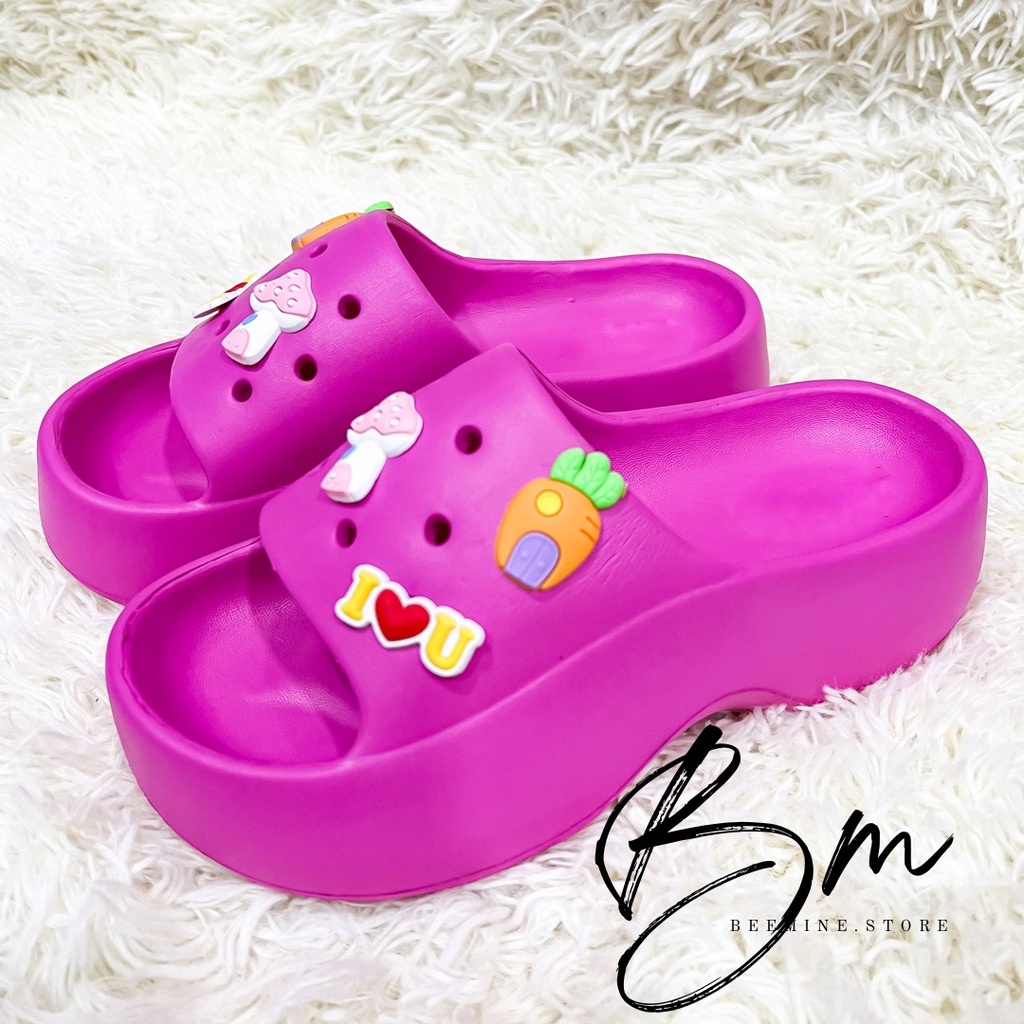 Sandal Fuji / Sandal Wanita Jelly Wedges Platfrom Tebal Dengan Jibbitz Terbaru Import Balance 7002