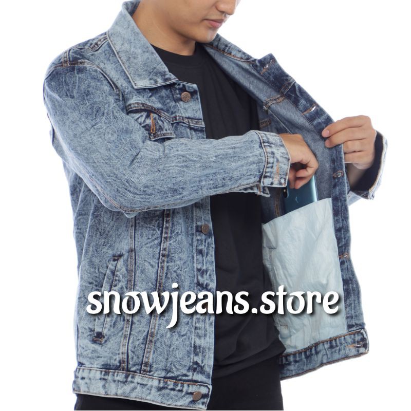 jaket jeans sanwash /jaket jeans murah / jaket jeans pria/jaket jeans / jaket jeans couple / jaket jeans snow black cod-Snow blue sanwash
