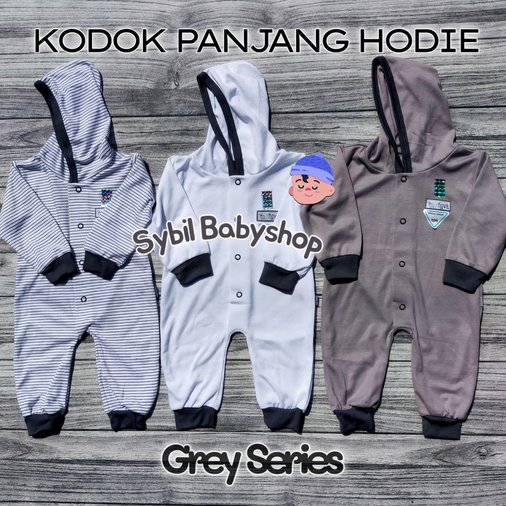 NOVA 3 PCS BAJU KODOK, SETELAN, STK, TOPI SERIES GREY