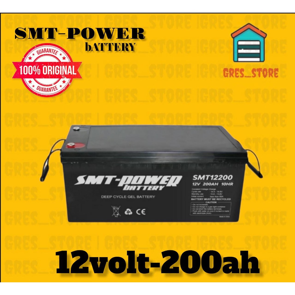 SMT POWER Aki Kering Deep Cycle Aki Solar Panel 12V 200AH SMT 200AH