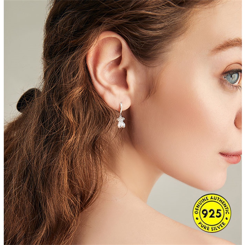 Anting Tusuk Asimetris Bahan Sterling Silver 925 Untuk Wanita