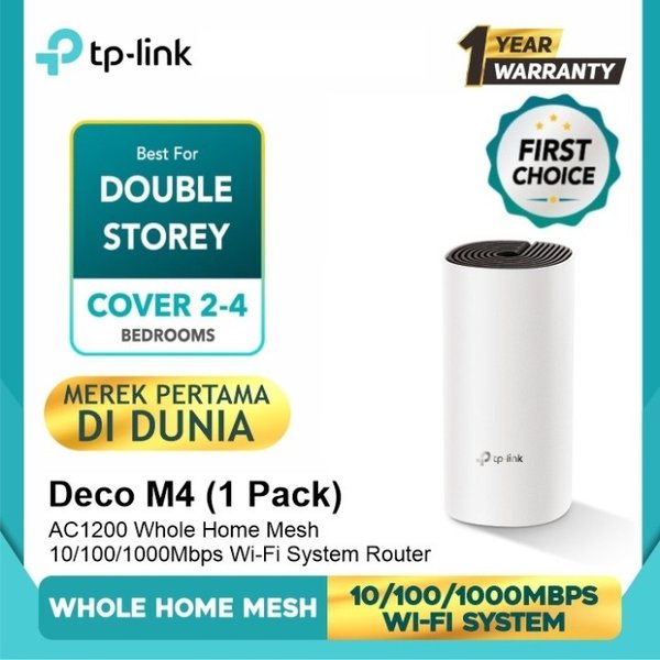 TP-LINK Deco M4 AC1200 1Pack Whole Home Mesh WiFi System isi 1pcs