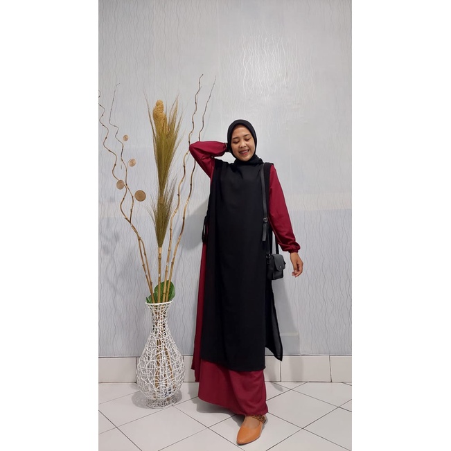 gamis set outer zalfa shakila mix ceruty termurah terbaru pakaian wanita muslim syari babydoll