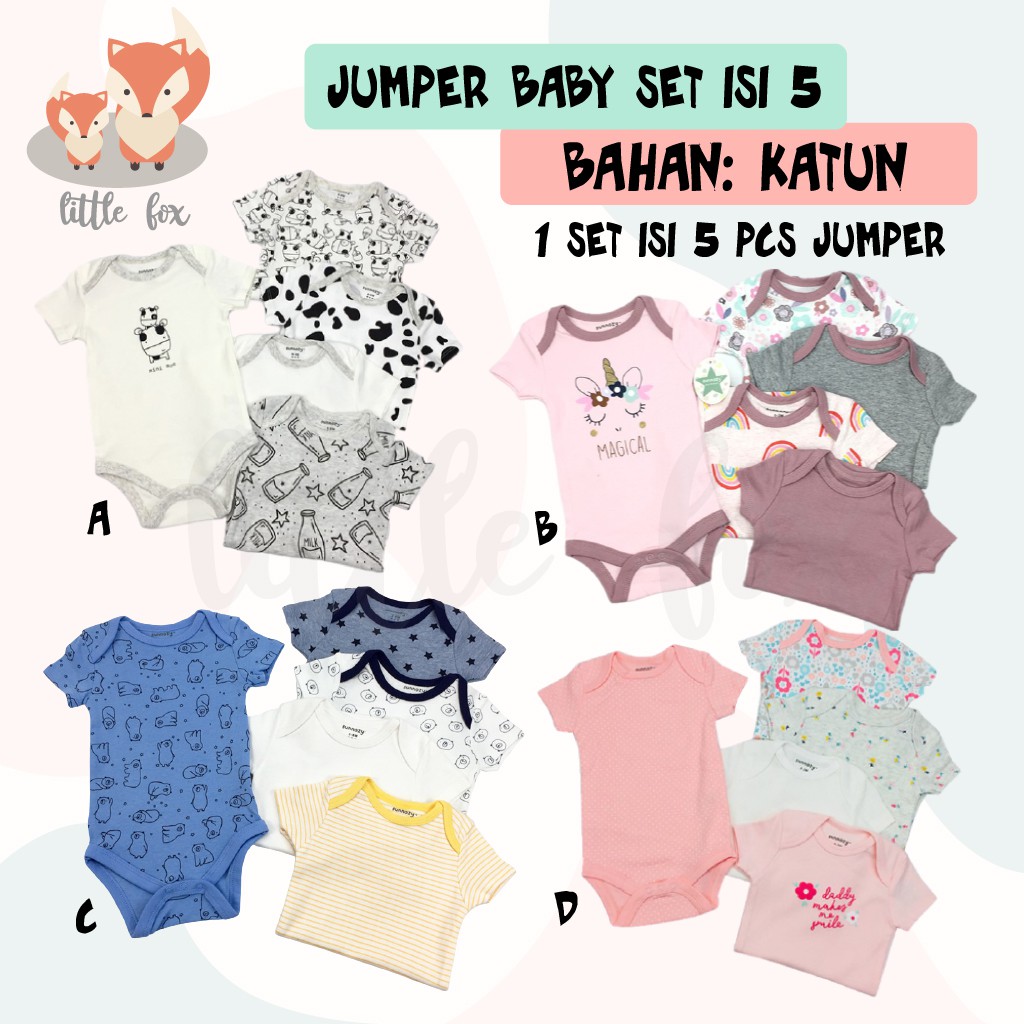 ISI 5 SET PREMIUM JUMPER SEGITIGA BAYI / BABY ISI 5 PCS KATUN 100%