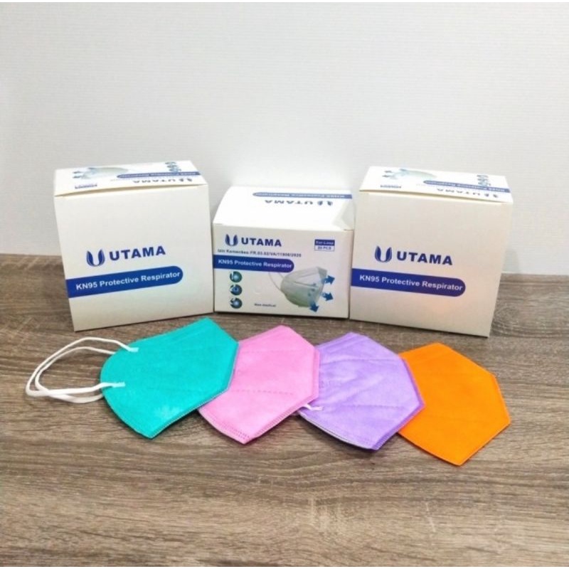 Masker KN95 UTAMA Emboss Kemenkes 5 Ply Warna Mix