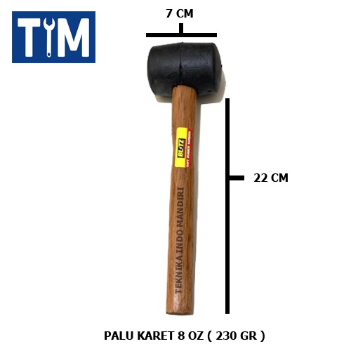 Palu Karet 8 OZ Gagang Kayu / Rubber Hammer