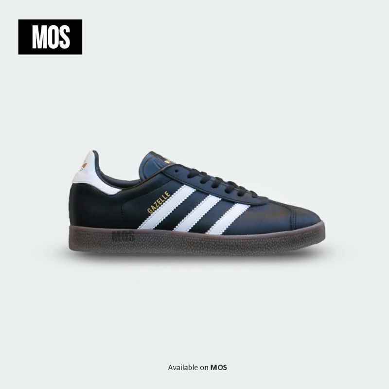 ADIDAS GAZELLE LEATHER BLACK WHITE SOLE GUM