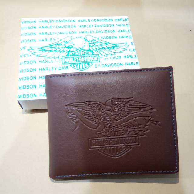 Dompet Lipat Harley Davidson Coklat Keren Cowok Bahan Kulit Super Premium Murcee