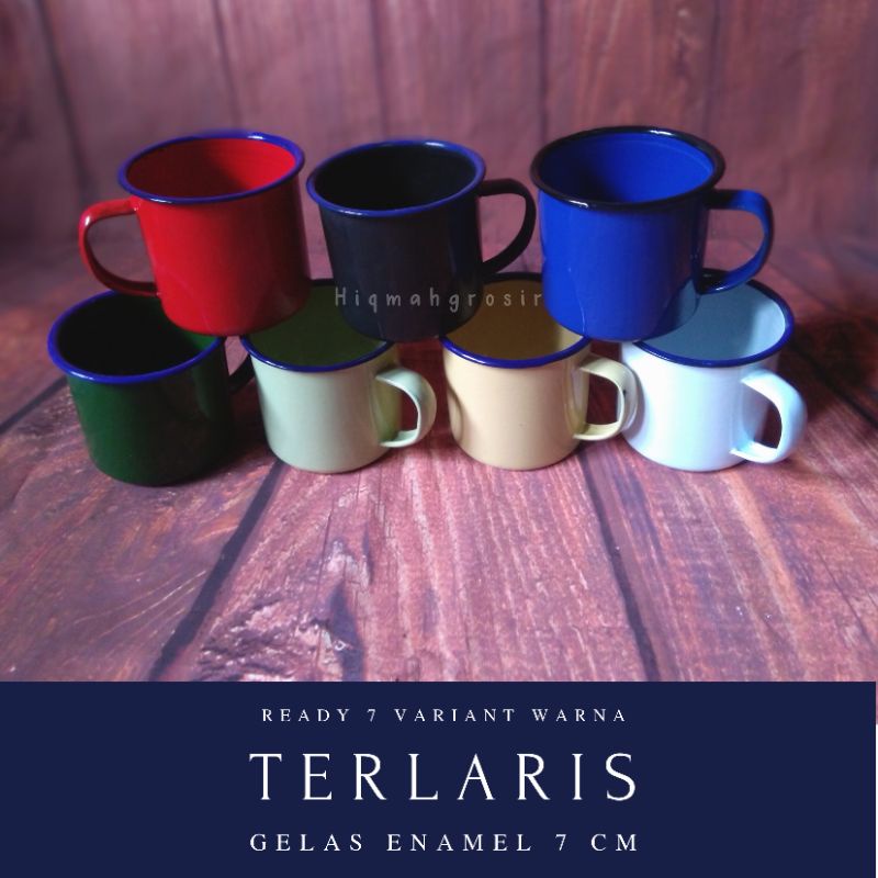 GELAS CANGKIR MUG ENAMEL POLOS BLIRIK BLURIK 7 CM JADUL MURAH GROSIR