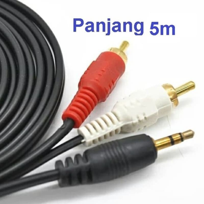 Kabel Aux 3.5mm Audio to RCA 2 AV Speaker Gold Plated 1 Ke 2 5 Meter