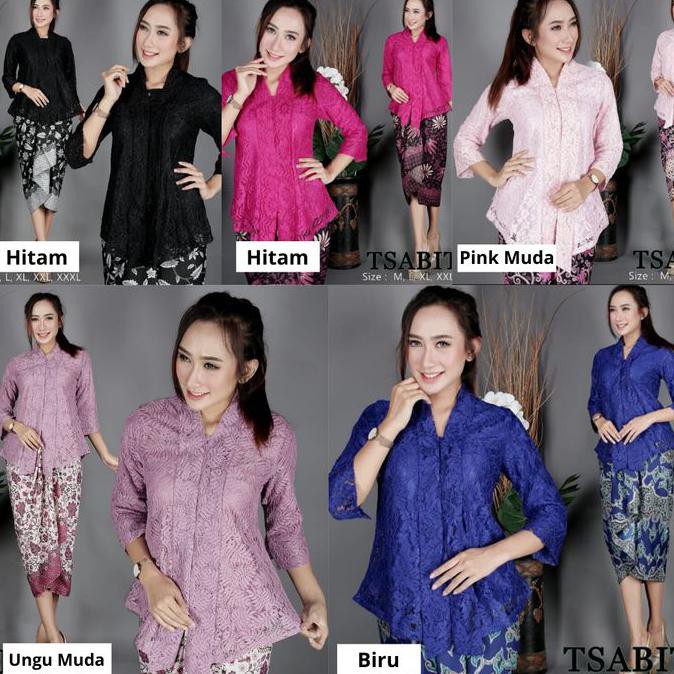 BEST SALE] Atasan Kebaya Modern Floy Modern Atasan Brukat / Brokat Komplit Warna - abu tua