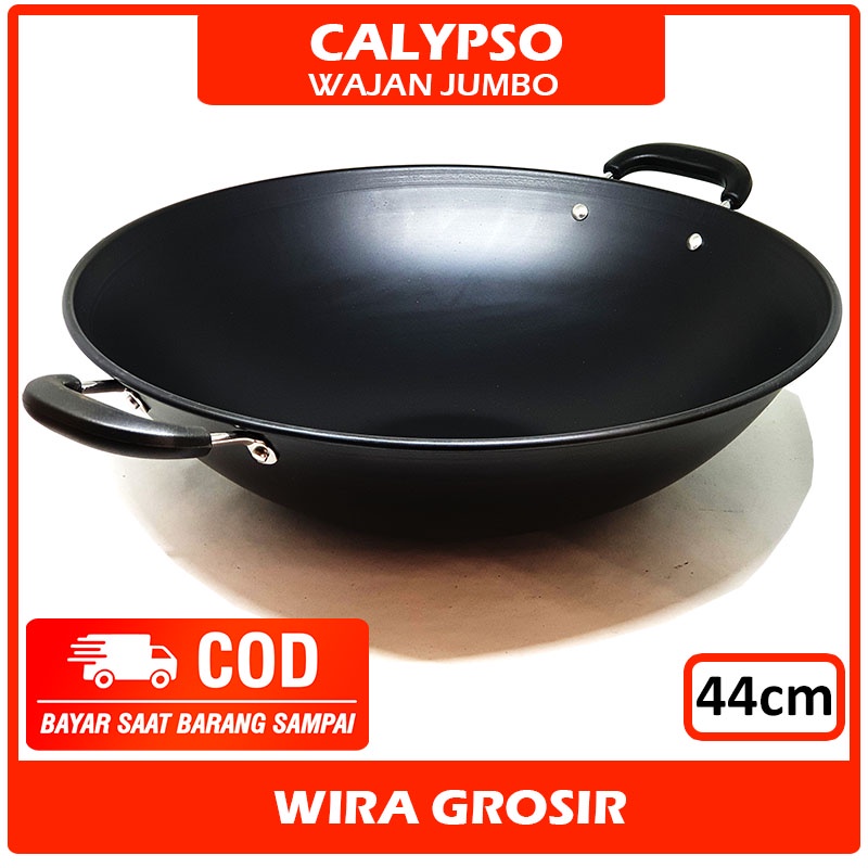 Calypso Wajan Jumbo 44cm | Kuali Besar Anti Lengket | Penggorengan Enamel | Kwali Teflon Anti Gores