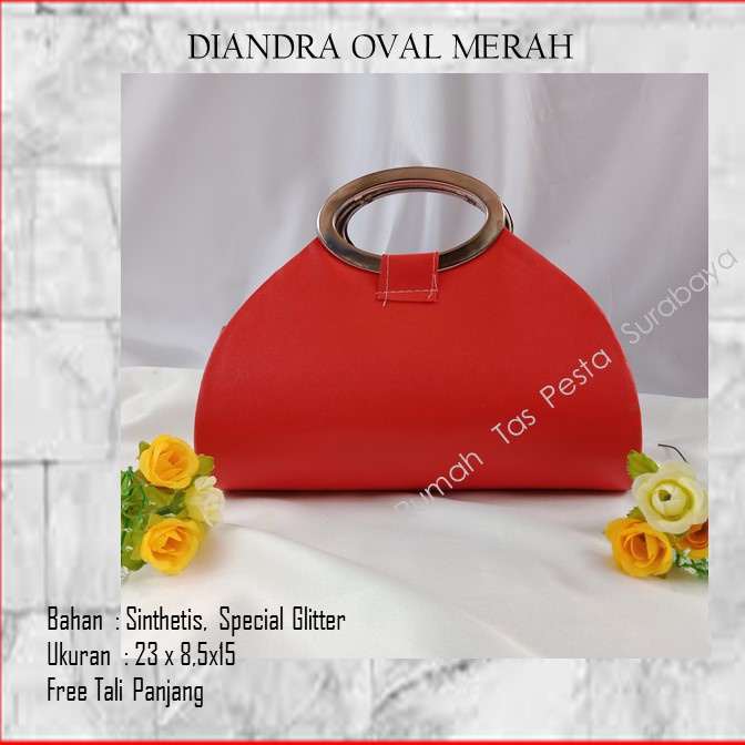 Tas Elegan ,Tas Slempang,Tas Etnik,DIANDRA OVAL MERAH