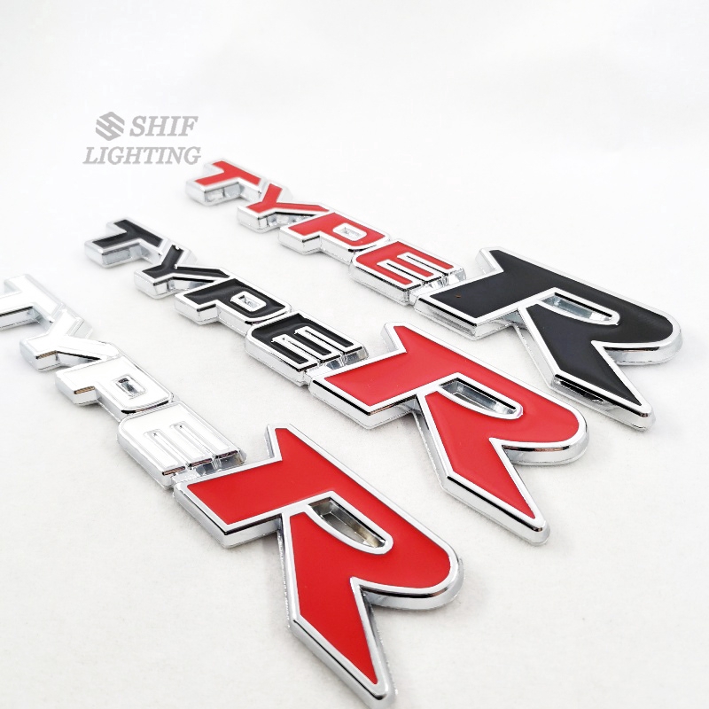 1Pc Stiker Emblem Logo Tipe R 3D Bahan Metal Untuk Fender Belakang Mobil Honda