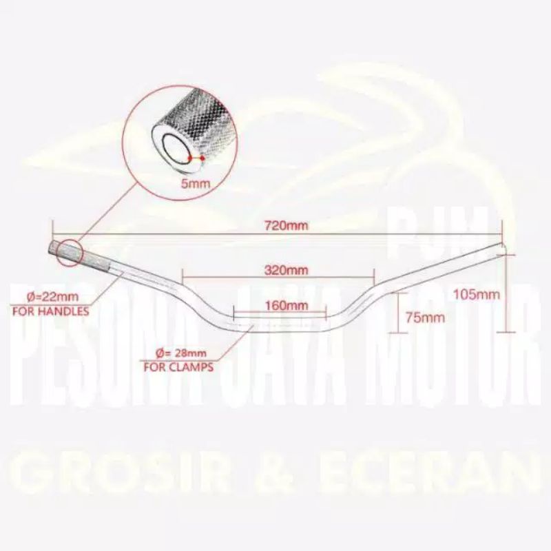 Stang Fatbar Universal Nmax,PCX,ADV,KLX,Crf,Vixion,Byson,Cb