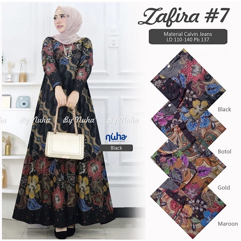 Zafira Maxy - Gamis Calvin Jeans Terbaru LD110+ Jumbo / R.22 - 023-6788