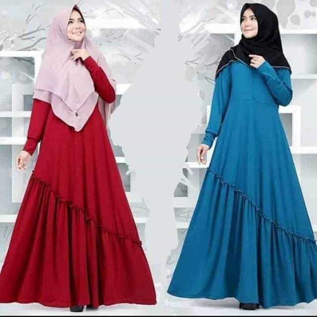 Gamis jersey rempel miring / gamis zahra / gamis murah