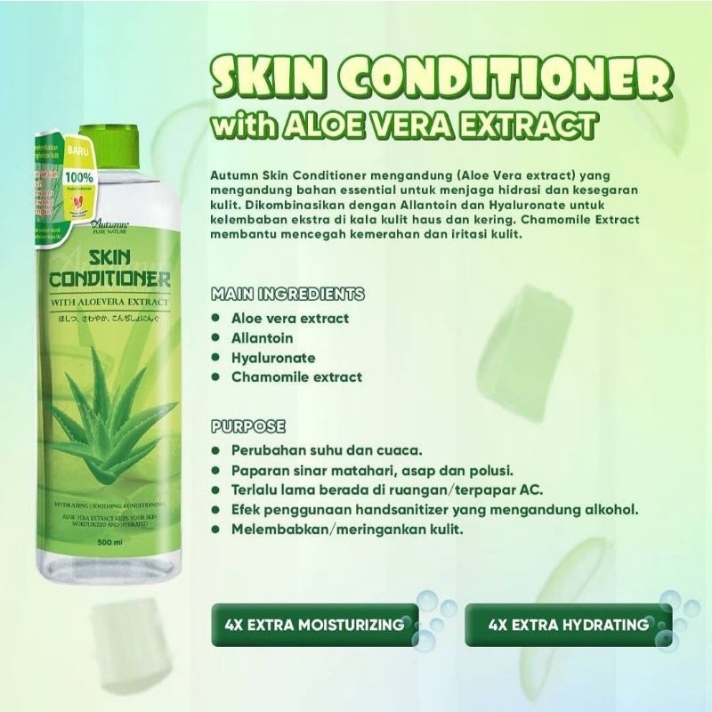 aloevera new Autumn Skin Conditioner with aloe vera Extract 500ml free botol spray