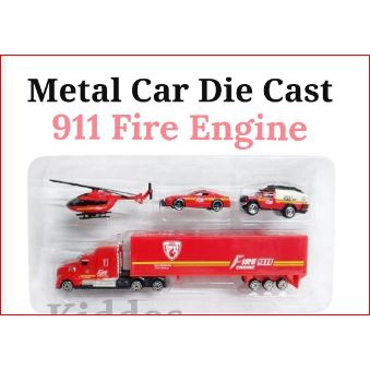 Diecast Metal Truck Container Fire Engine