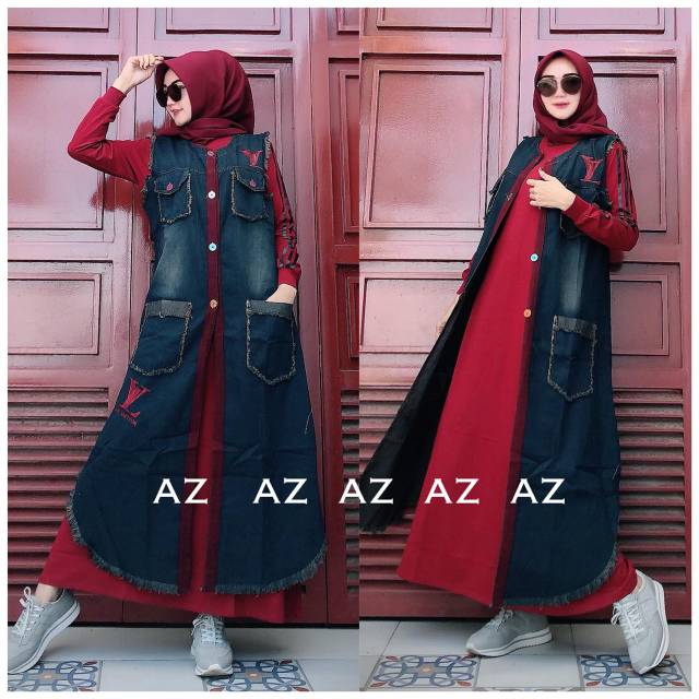 Setelan Rompi Jeans dan Gamis