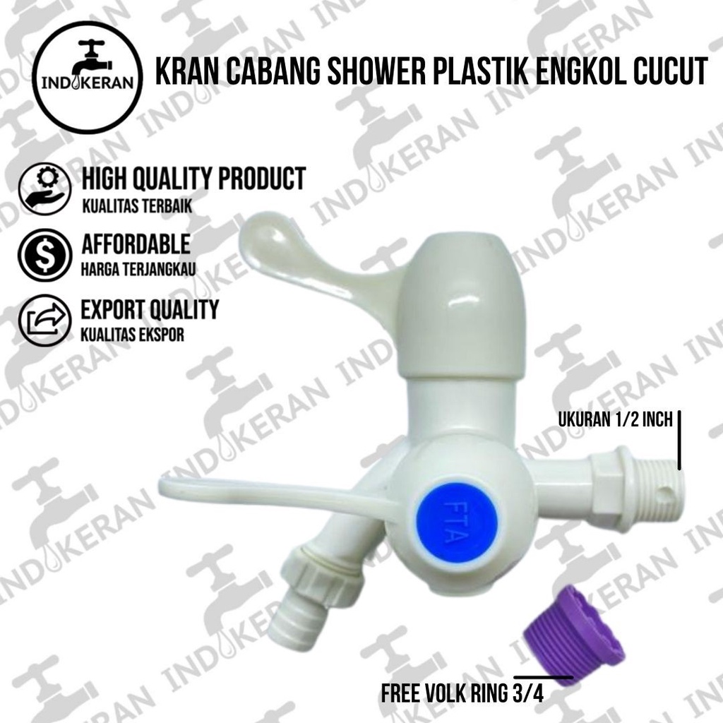 INDOKERAN -  Kran Cabang Shower Plastik Engkol Cucut -  1/2 Inch