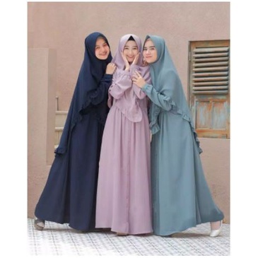 PotRist || Dress || Gamis || Dress Elbina Syar'i Set (Free Hijab)