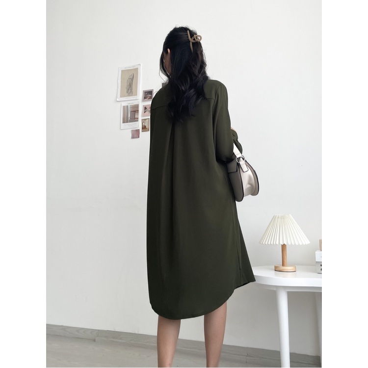 Kadaka D-0206 Midi Dress Kancing Wanita Long Outer Crepe Premium