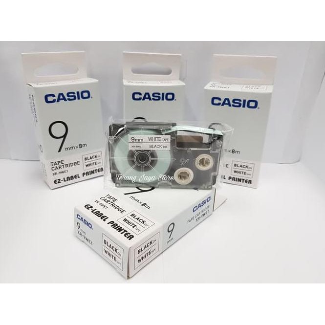 

53✻ Tape Label Casio Black Ink White XR-9WE1 Label Casio 9mm (Putih) ✷
