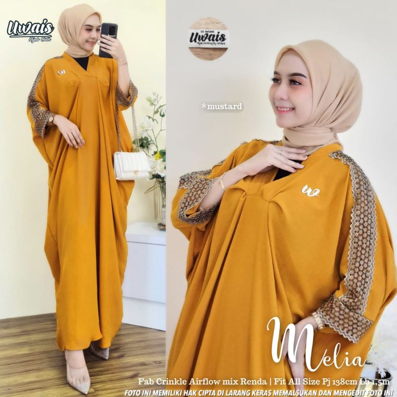 MELIA KAFTAN / KAFTAN WANITA MUSLIMAH / Airflow mix renda cantik BY UWAIS