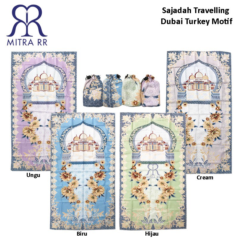 Sajadah Travelling Pouch Motif Arbain Dubai Bahan Balotelli 95x45 cm