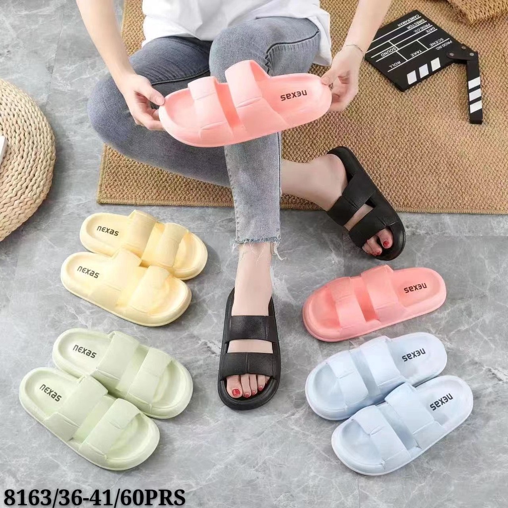 MlNlSO BAN DUA - Sandal Slop Wanita Jelly pvc Korean Strap Bahan Karet Empuk Elastis Import Anti Slip Sol Sendal Slop Perempuan