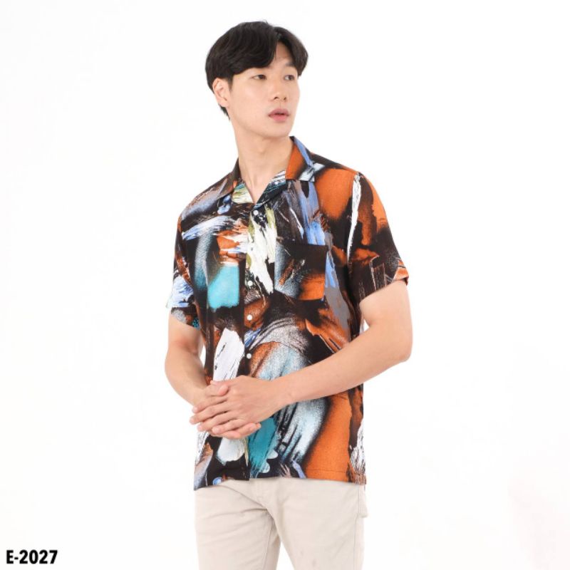 Hawaiian_Shiirt Kemeja Hawai Lengan Pendek Pria Wanita Deep Taro Polos Jumbo