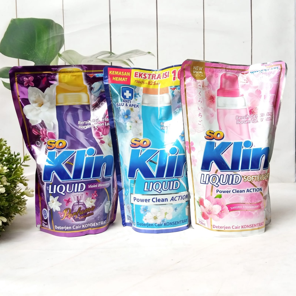 So Klin Liquid Softergent 750/800 ml (Top Load/Bukaan Atas)-Soft Sakura, White&amp;Bright, Anti Bact