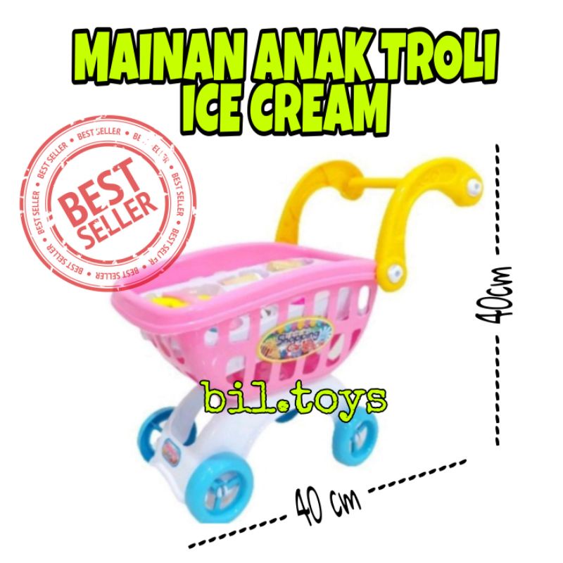 FB 819 MAINAN ANAK PEREMPUAN TROLI SHOPPING TROLLEY SUPERMARKET BELANJA DORONGAN ICE CREAM FB 819