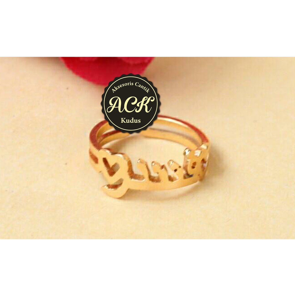 cincin nama arab lapis emas custom perhiasan kado cantik