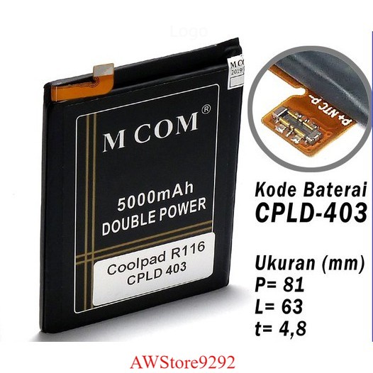 Mcom Battery Batre Baterai Double Power Mcom Coolpad R116 CPLD-403 CPLD403 CPLD 403