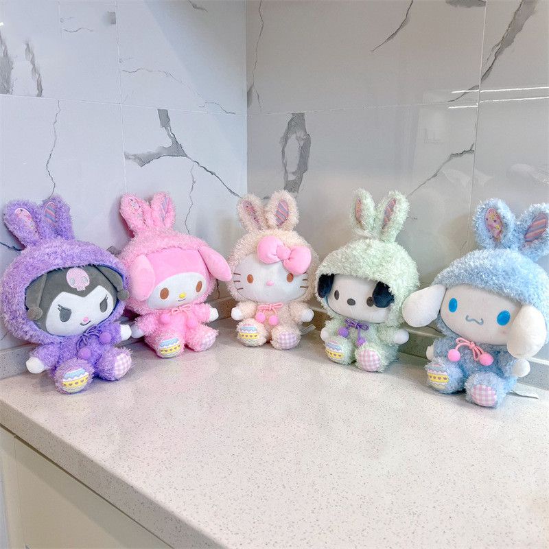 Sanrio Series Plush Toy Stuffed Doll Kuromi Melody Cinnamoroll Cute Cartoon Pendant Gift