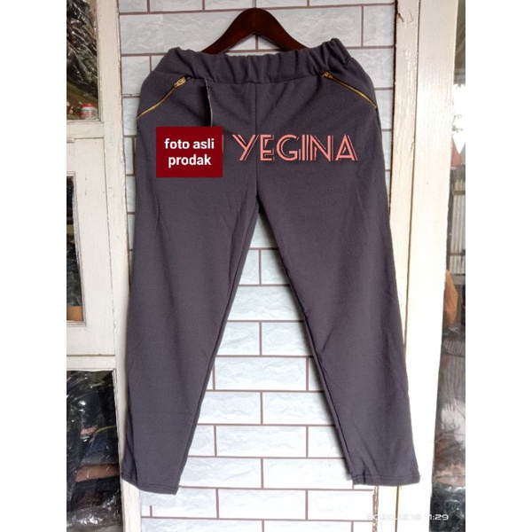 LUNA PANTS SUPER JUMBO ZIPPER RESLETING  XXL fit XXXXXXL . Celana Panjang Katun Zipper Jumbo yegina