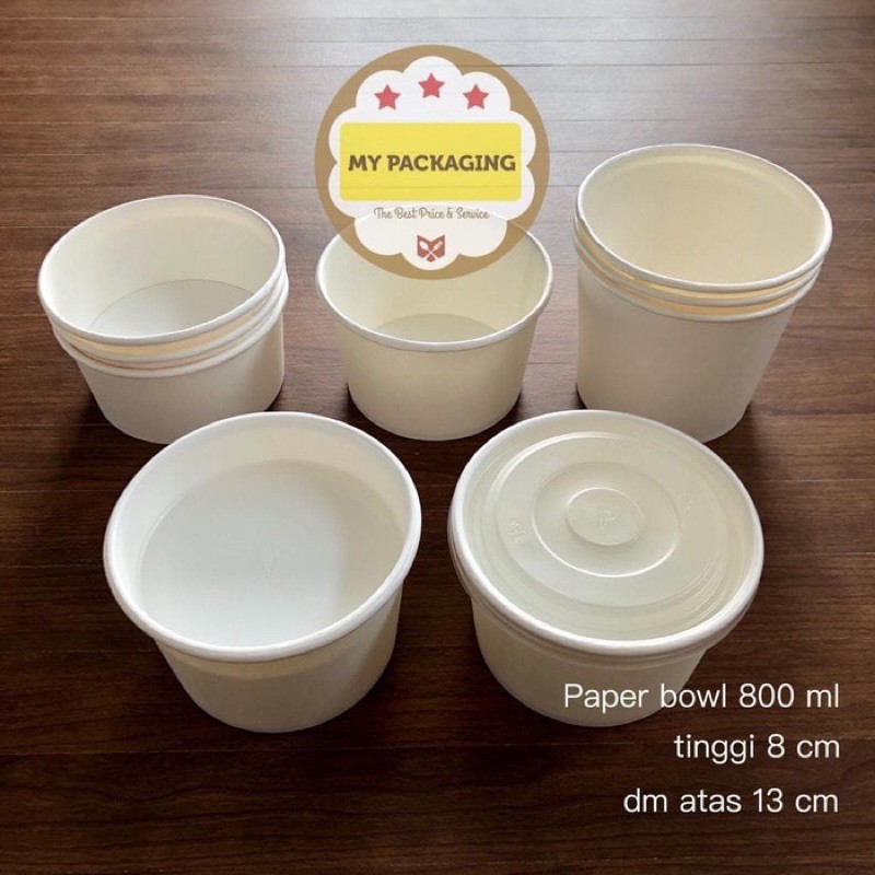 Paper Bowl 800 ml / Mangkok Kertas  (25 pcs) TEBAL