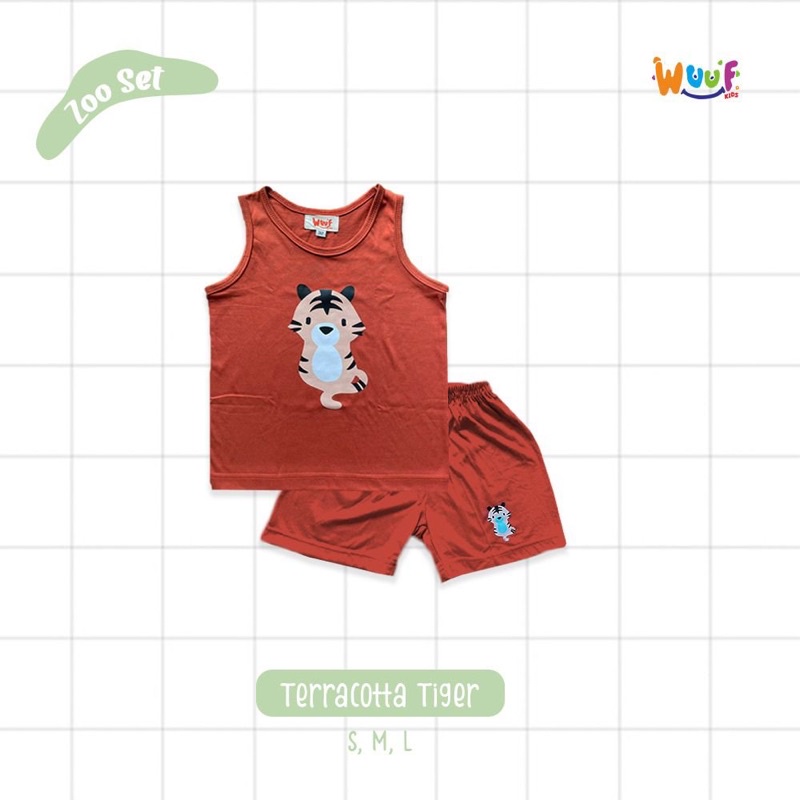 SETELAN KUTUNG BAYI / SETELAN KUTUNG ANAK WUUF KIDS ZOO SET (SLEEVEELESS SET)